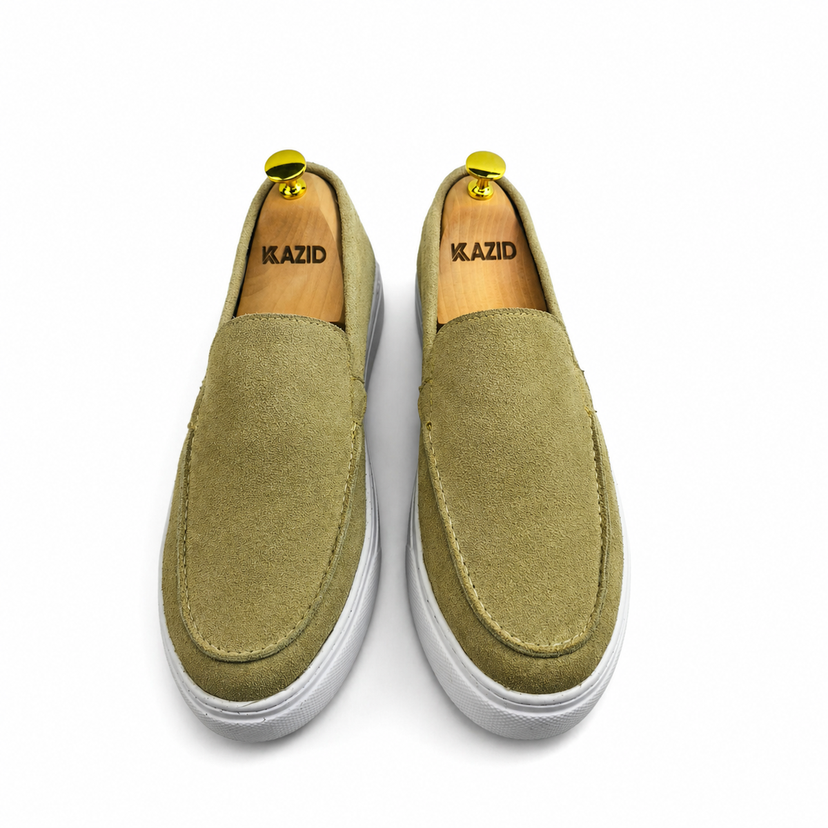 0108 Chaussures Homme Mocassins sports en cuir daim biege