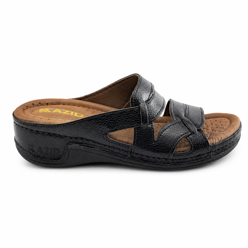 0621 sandale médical en cuir femme noir