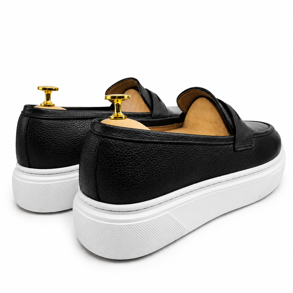 054 chaussure homme confort en cuir noir/bc