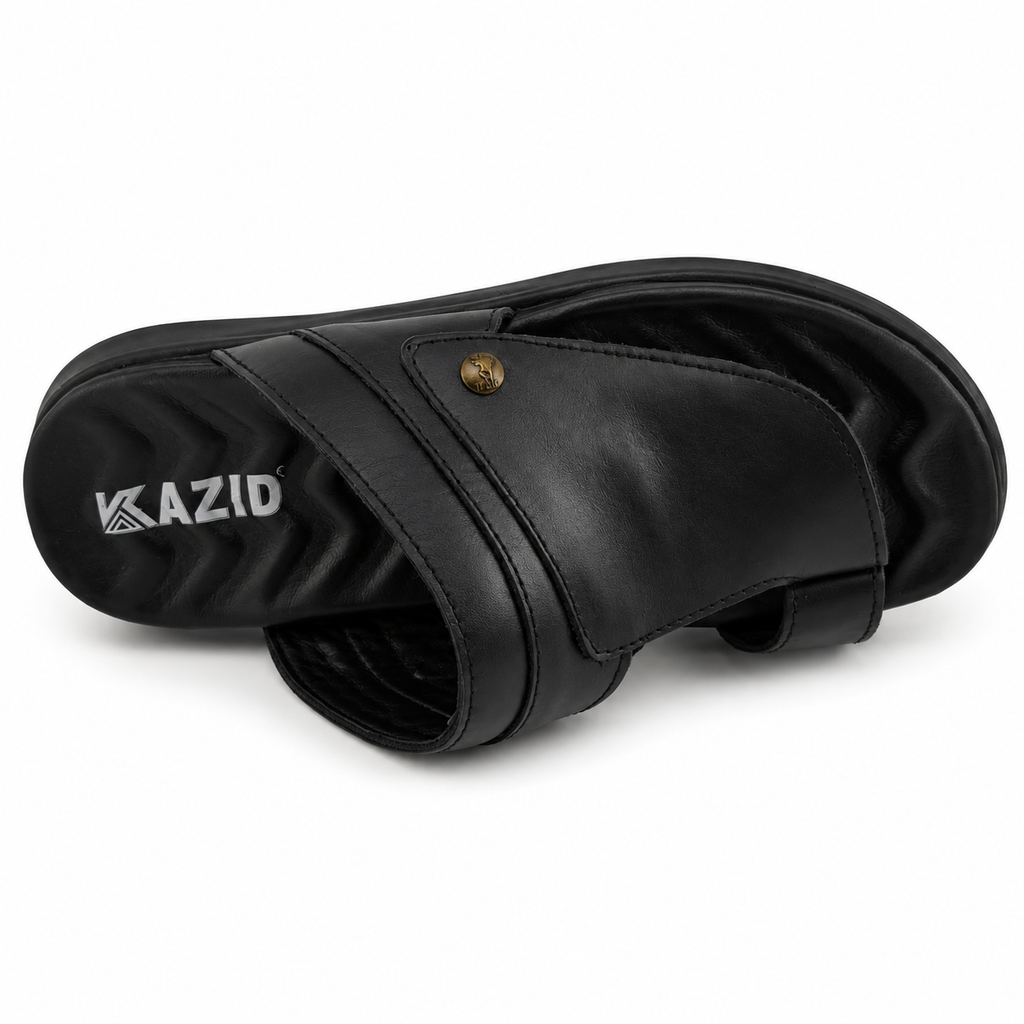 062 sandale confort en cuir homme noir