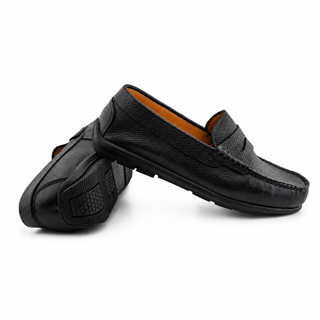 046 Chaussures Homme Mocassins sports en cuir noir